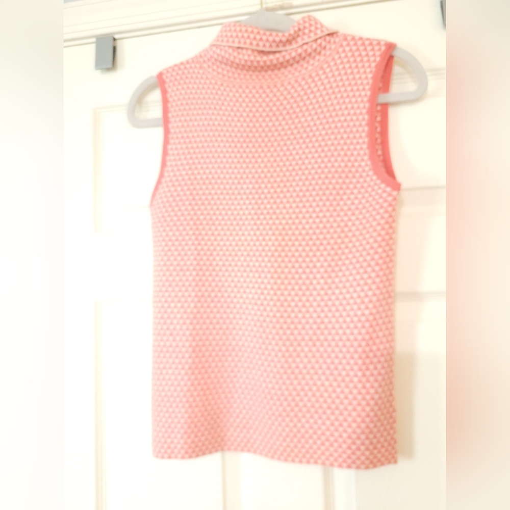 Grifflin Paris Womens Pink/Cream Sleeveless Mock Neck Sweater Size Medium